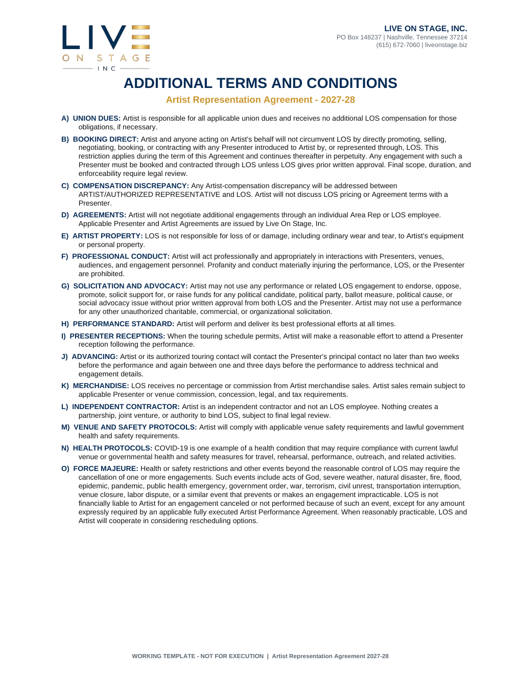 Artist Representation Agreement page 7