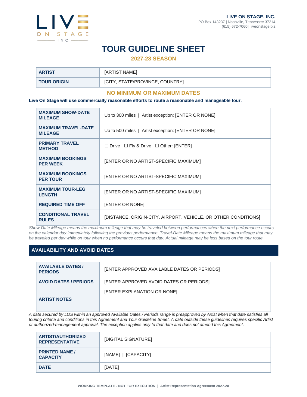 Tour Guideline Sheet page 8
