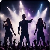 Artists performing before a concert audience