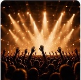 Concert stage lights over an audience