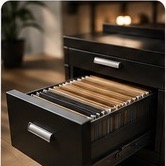 Organized document filing cabinet